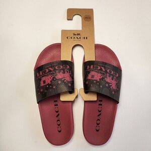 NWT Coach CN703 Uli Sport Slide Signature Canvas Horse Carriage Women’s Size 6